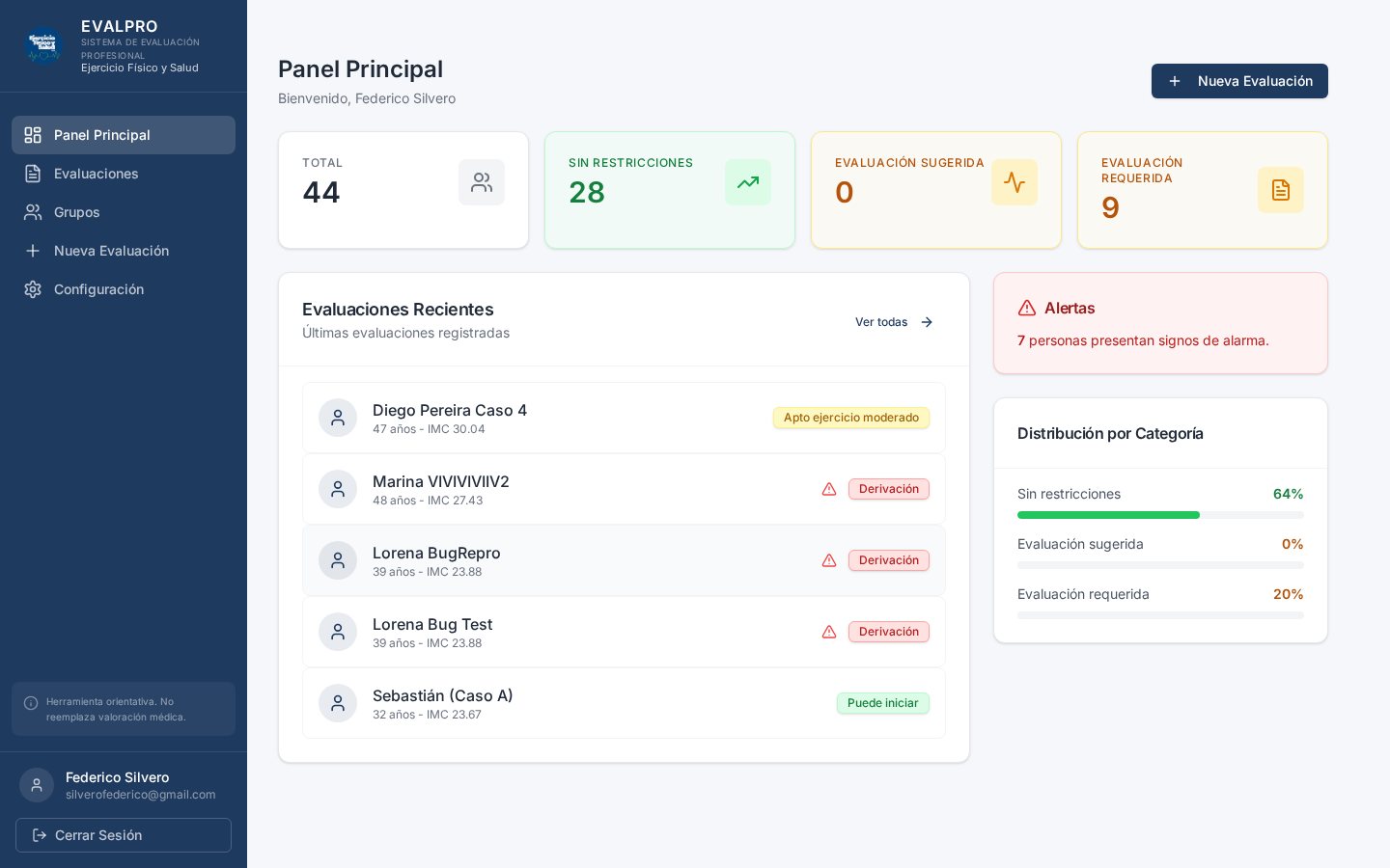 EVALPRO en laptop — dashboard con evaluaciones